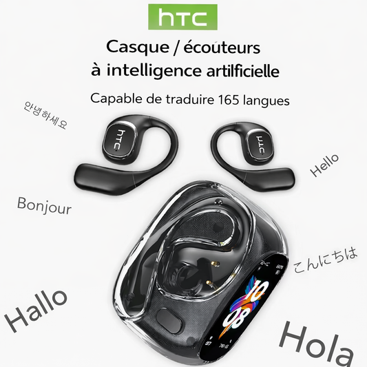 ÉCOUTEURS SANS FIL HTC NE11 AI Traduction Instantanée en 165 Langues