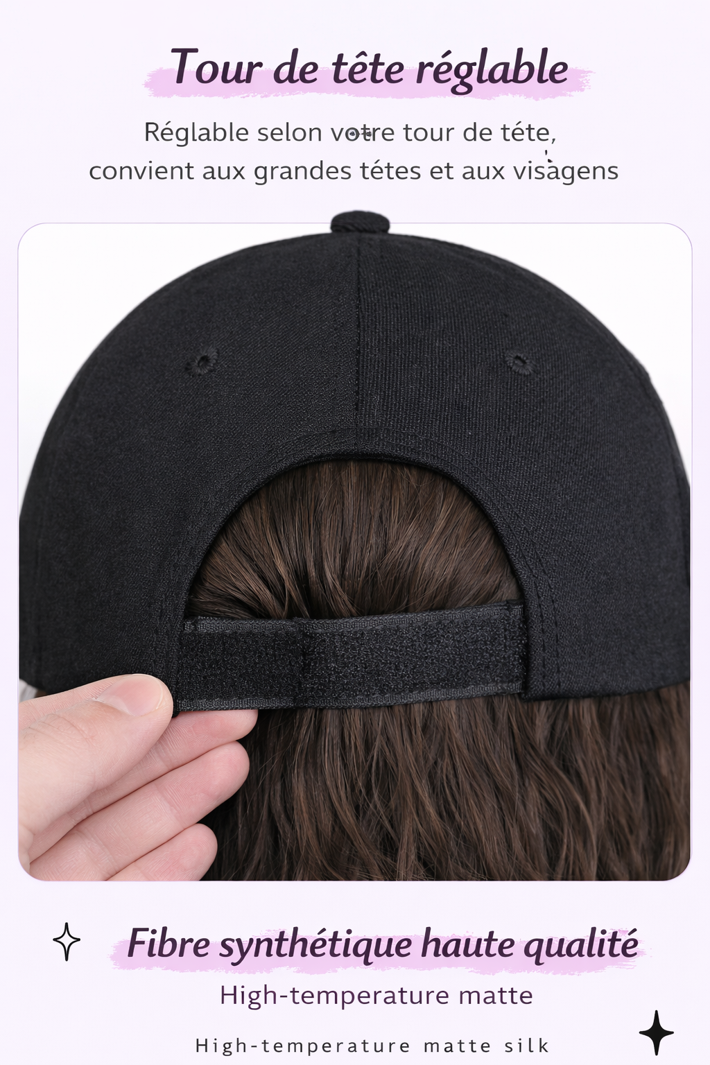Casquette Perruque Femme – Cheveux Courts Bouclés Effet Naturel