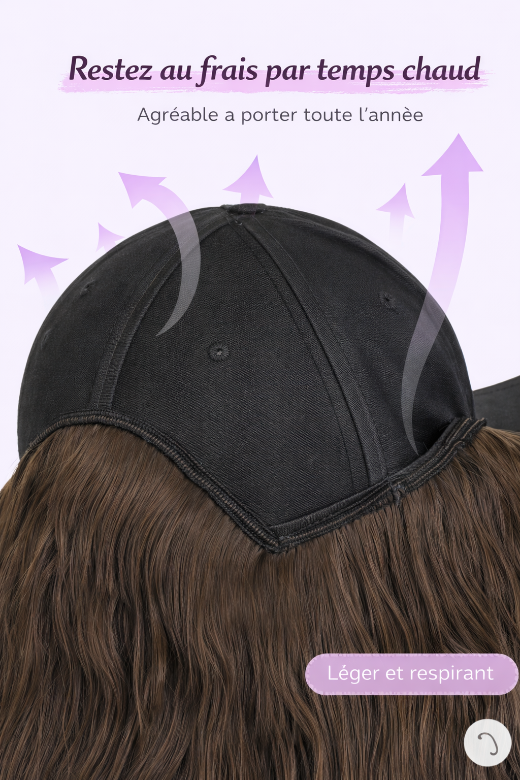 Casquette Perruque Femme – Cheveux Courts Bouclés Effet Naturel